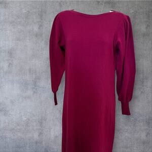 Vintage Outlander 100% Lambswool Magenta Sweater Dress S
